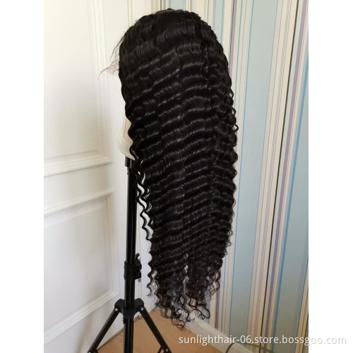 Brazilian  vendor jewish wig Indian temple hair processed virgin hair deep wave full lace brazilian human hair wig
